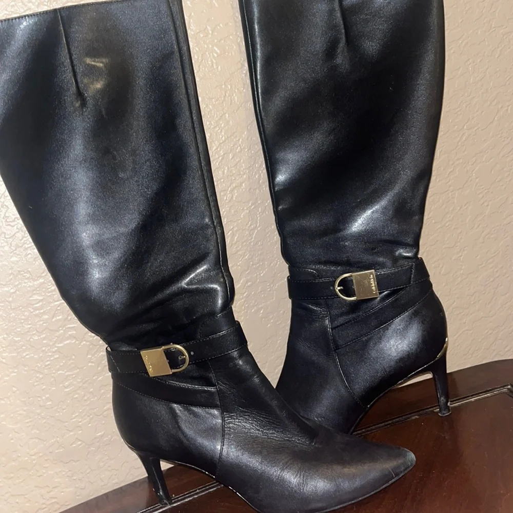 Calvin Klein leather high heel boots - Picture 1 of 2
